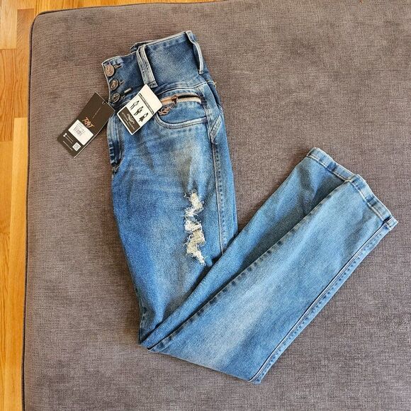 Colombian Brazilian butt insert pad jeans  stretch Denim high waist pant Size 12 - Picture 4 of 15